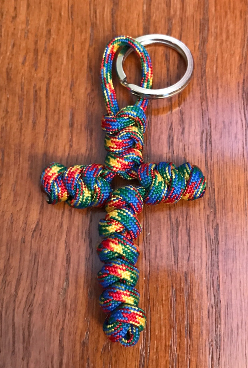 Paracord Cross Key Fob Etsy