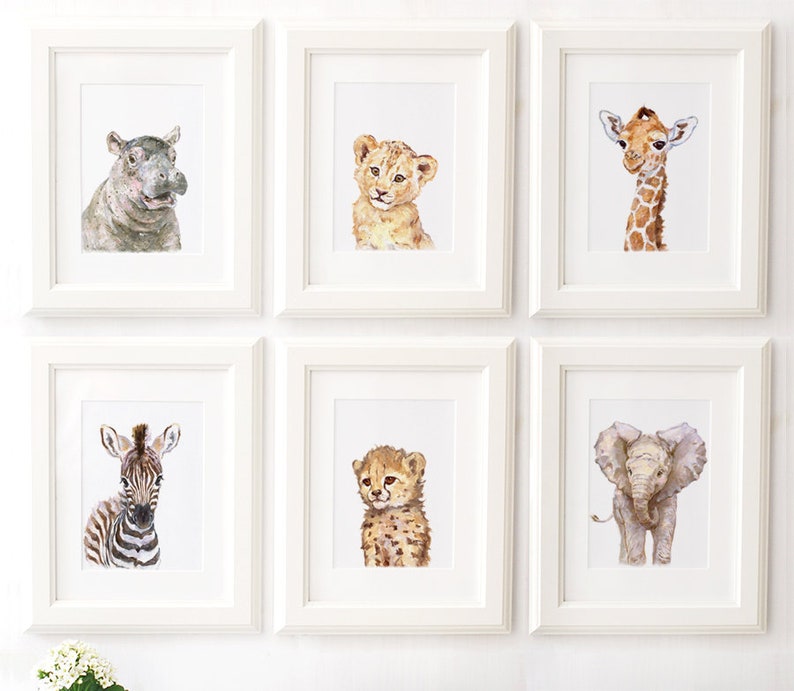 Safari Nursery Prints set of 6 Prints Safari Nursery Decor Etsy