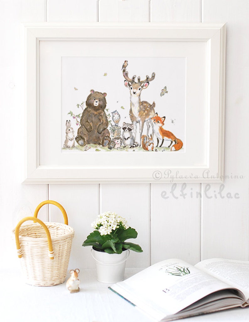 Woodland Nursery Decor boy Nursery art boy Woodland animals Etsy