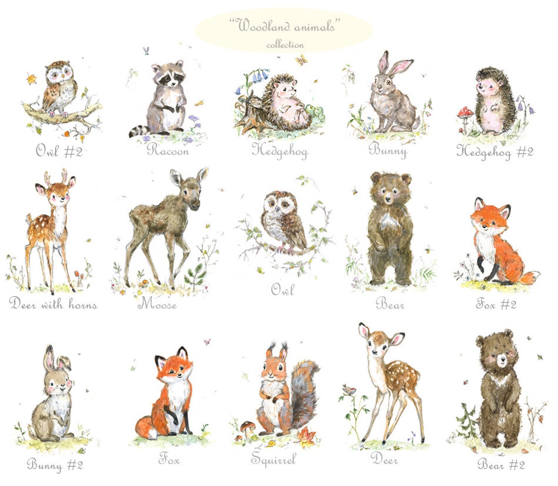 Wald Kindergarten Druck Set Wald Tiere Wald Freunde Druck Bär | Etsy