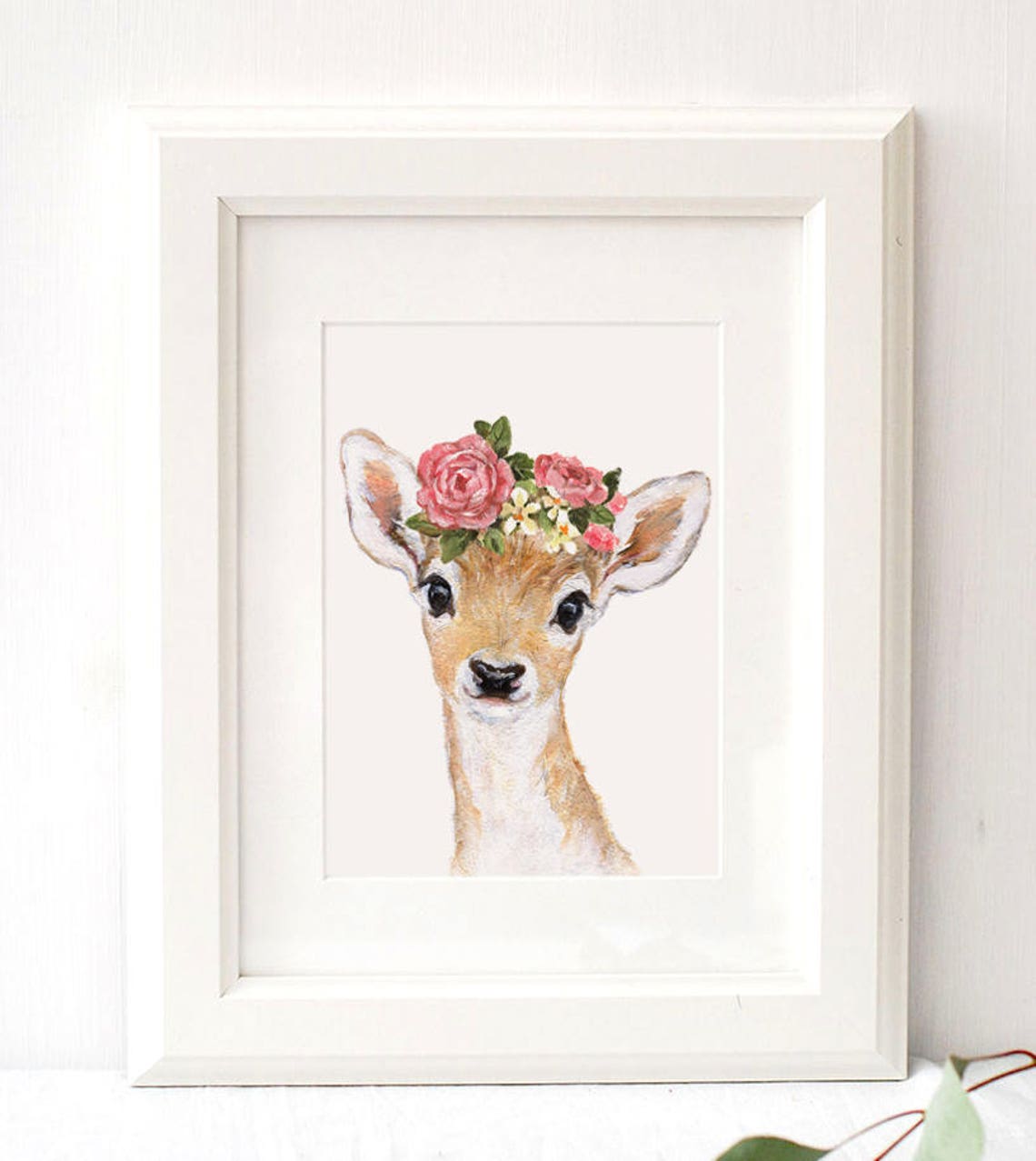 Woodland Animals Crown Nursery Decor Flower print set of 4 Etsy