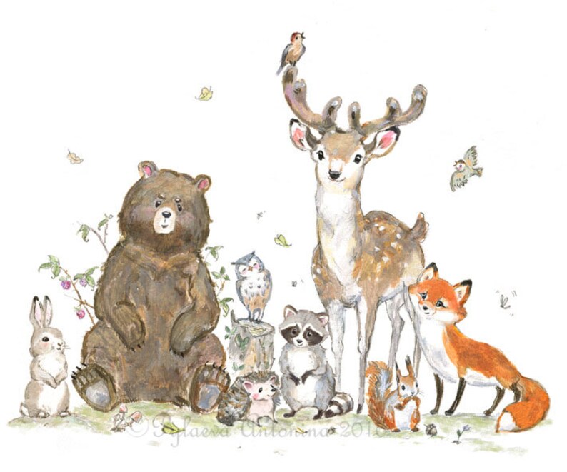 Woodland Nursery Decor boy Nursery art boy Woodland animals Etsy
