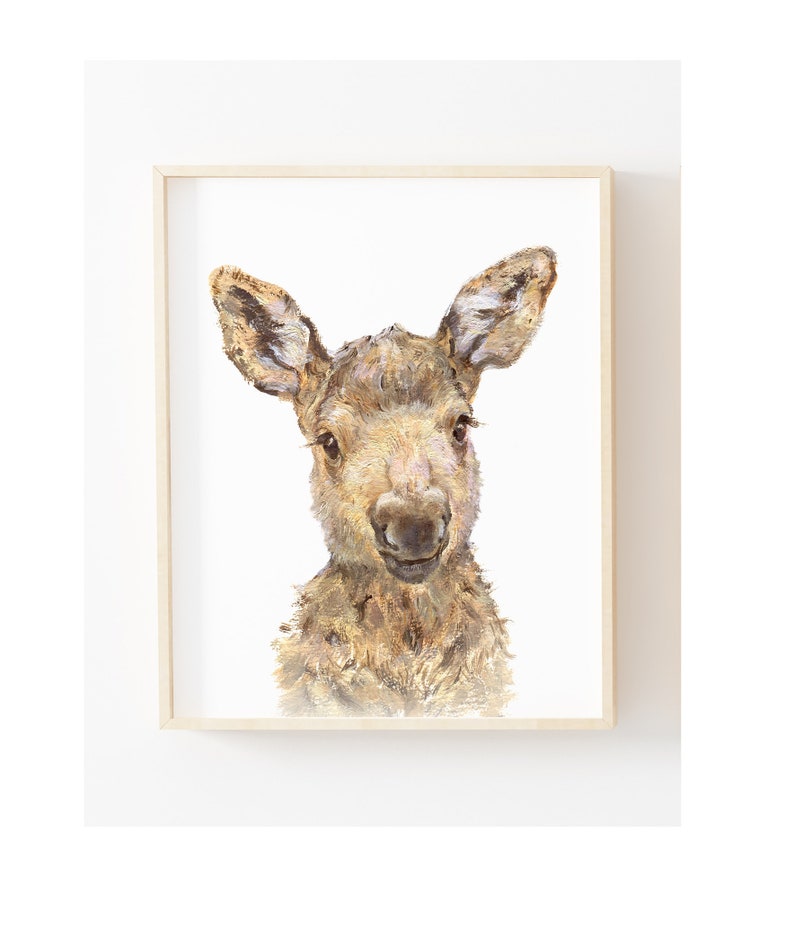 Moose nursery Baby Moose Print Woodland Nursery Giclee Baby Etsy