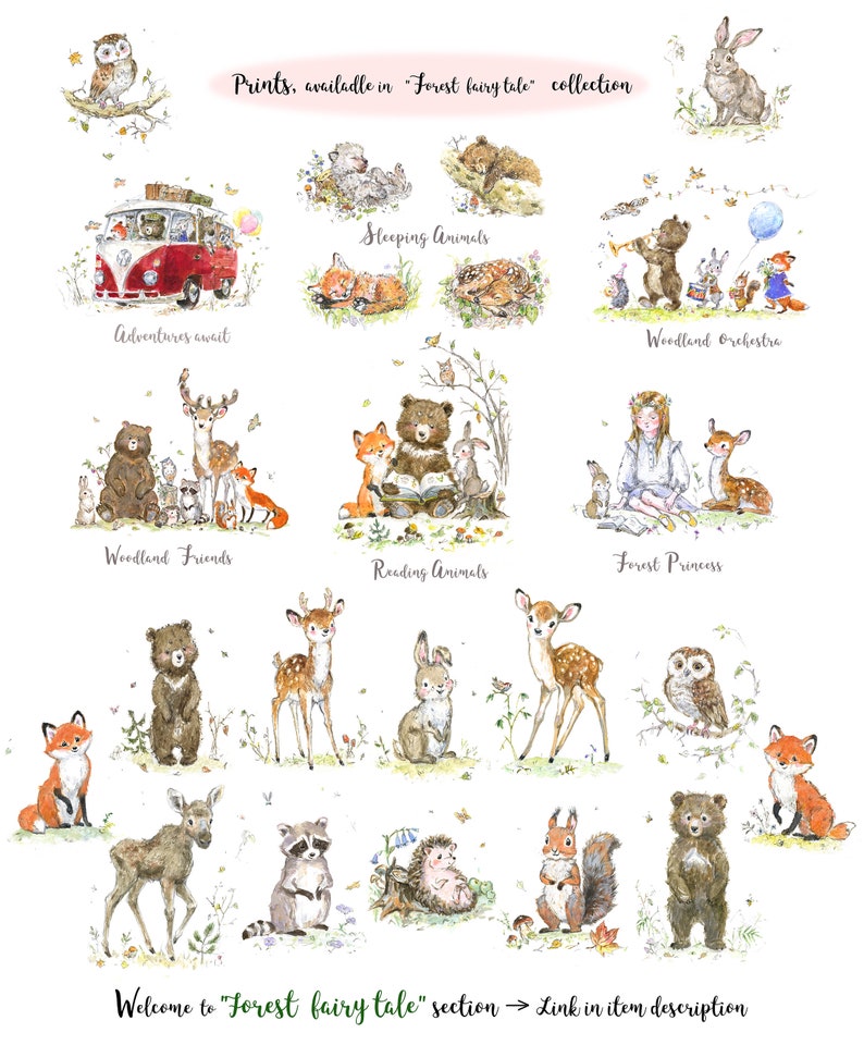 Wald Kindergarten Druck Set Wald Tiere Wald Freunde Druck Bär | Etsy