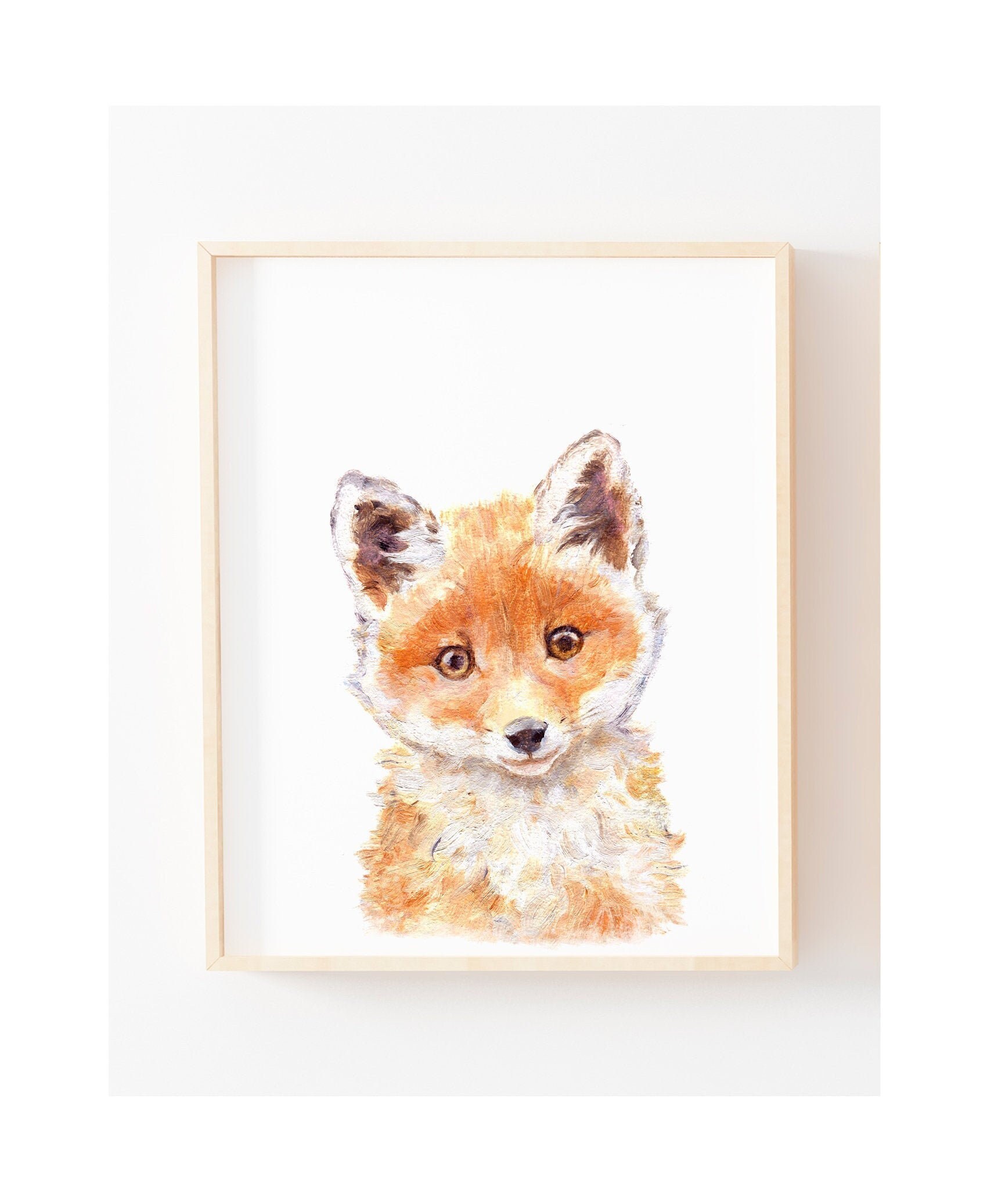 Fox Baby Animal Paintings Fox Painting Baby Fox Art Neutral Etsy Singapore