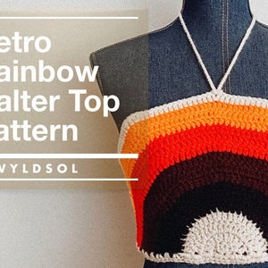 Rainbow Halter Top Pattern PDF, Easy crochet halter top pattern, Beginner crochet pattern