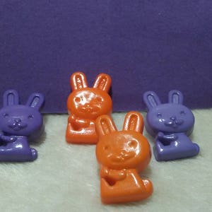 7 Easter Bunny Buttons, Rabbit Buttons, Kids Buttons, Kids Crafts, Easter Rabbit, BPL-1 Purple Kids Buttons, Orange Kids Buttons, Wabbit