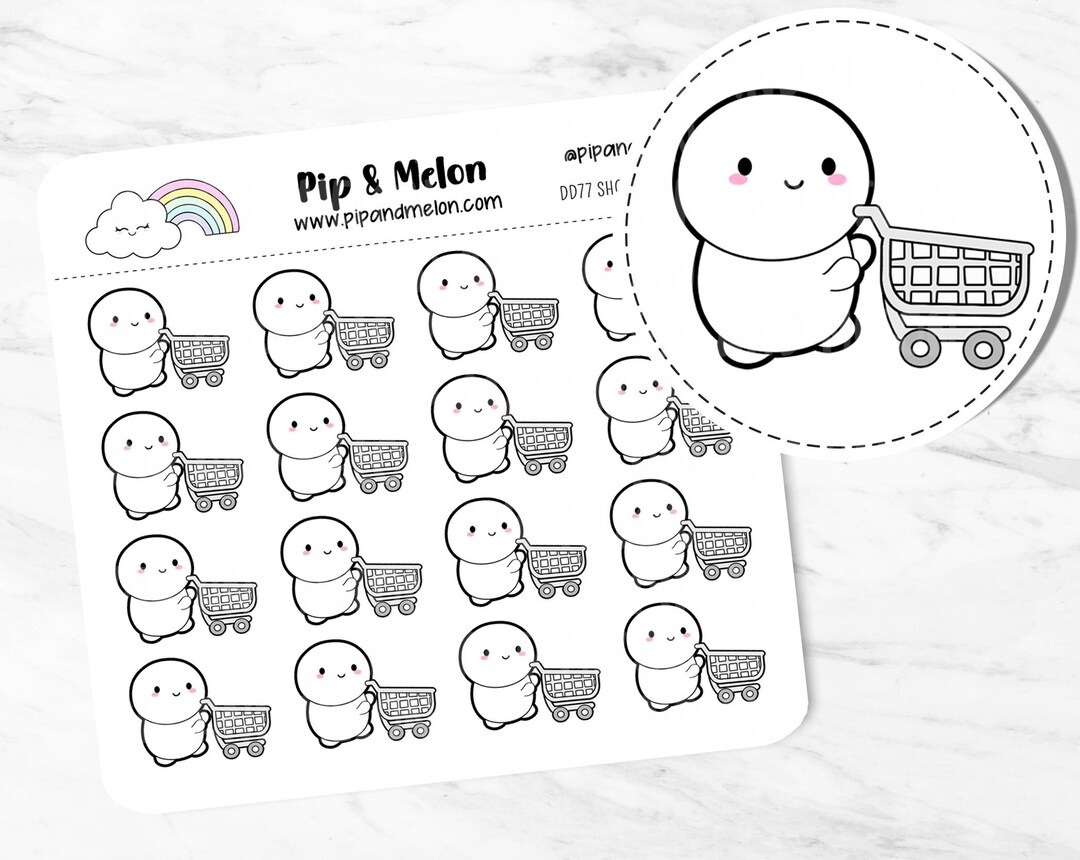 Emoti Shopping Cart Planner Stickers Target Shopping Grocery Etsy