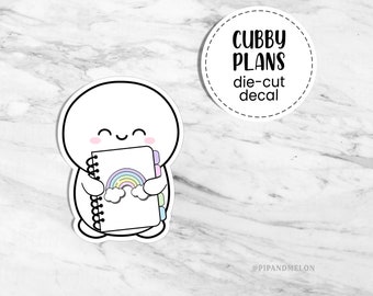 Cubby Emoticon Plans Die Cut Laminated Overlay Sticker // Planner,  Cute Emoti Planning // Cute Emoticon, planner decal, Laptop sticker