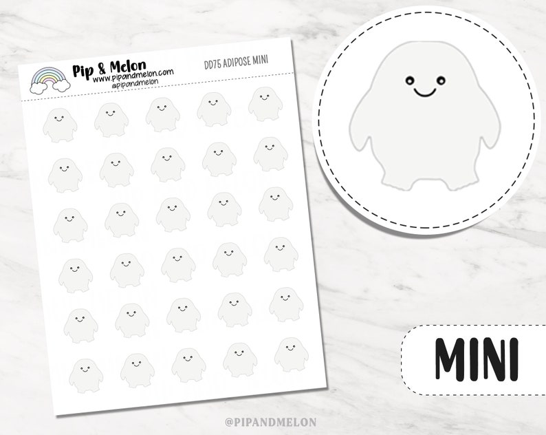 Kawaii Adipose Planner Sticker great for tracking weight, for planners, journals, trackers and calendars. MINI SIZE