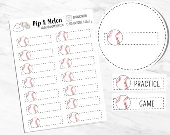 Baseball Label Quarter Box Functional Stickers for Planners, hobonichi, vertical, stalogy, b6, a6, Cute Kawaii stickers, monthly, weekly