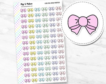 Full Bow Pastel Planner Stickers, Decorative, Functional, Color Coding Stickers for Planners and Calendars