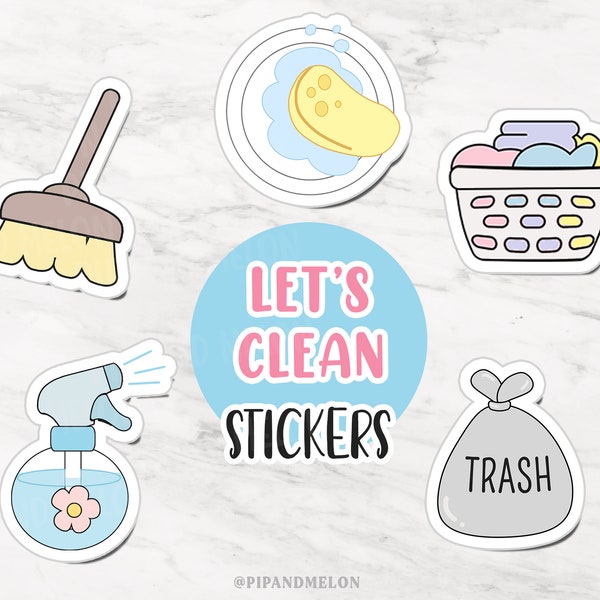Cleaning Stickers Kawaii Etsy