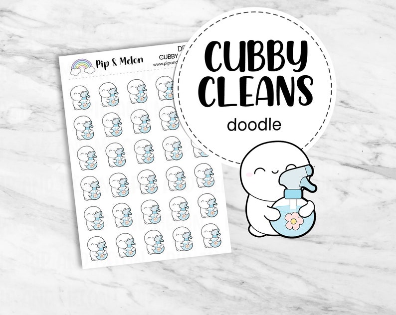 Cubby Emoticon Cleans Sticker Cleaning, Chores, Zone Cleaning, Tidy Up image 1