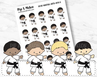 Martial Arts, Karate Taekwondo Sticker for Planners Cute Kawaii Stickers