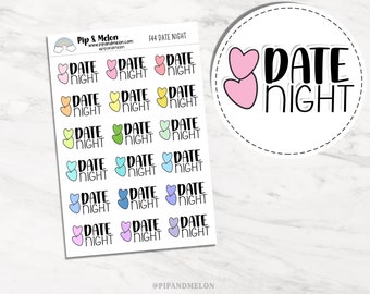 Date Night Functional Sticker Icon w/Typography, Colorway Stickers for Planning, Journaling, Calendars