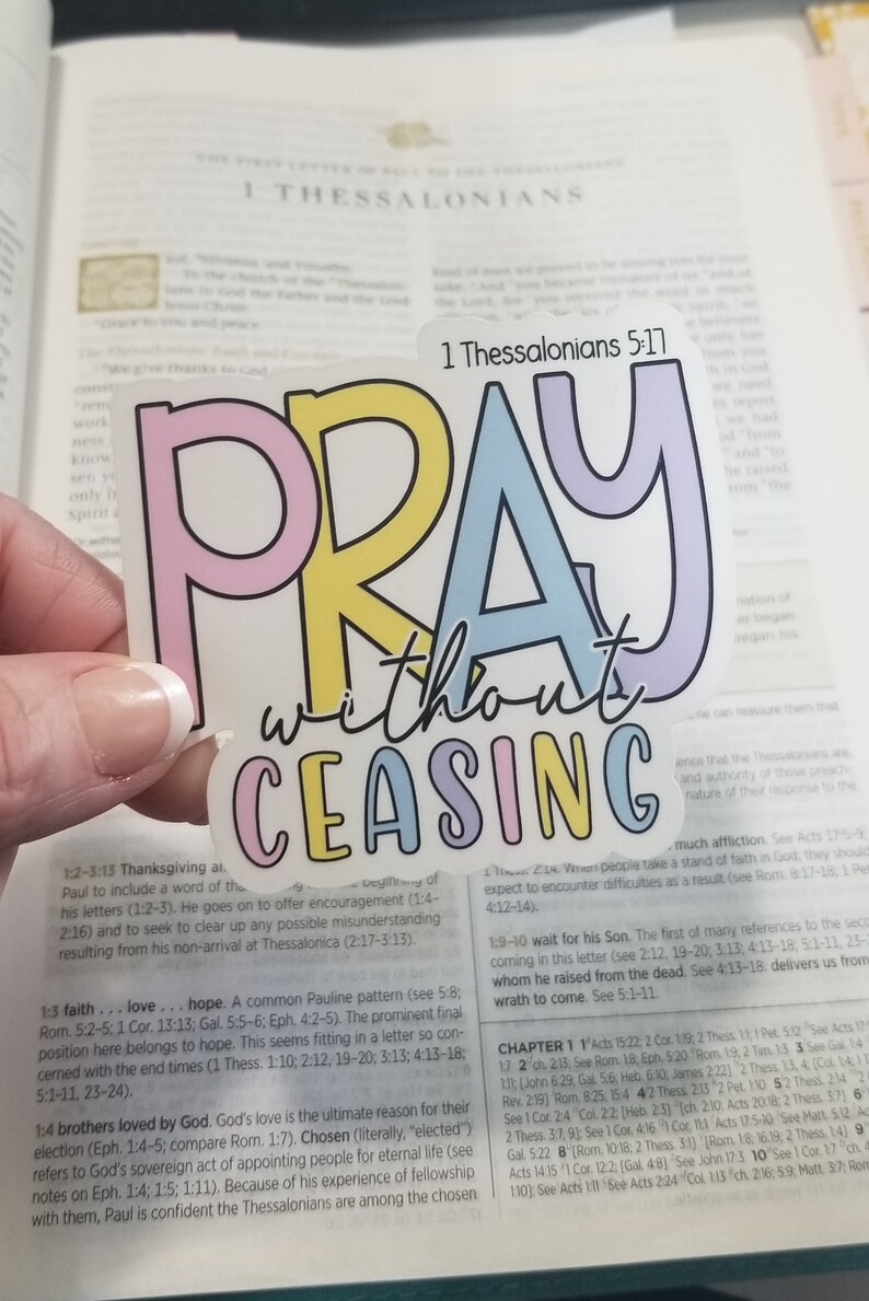 Pray without ceasing Laminated Overlay Sticker Christian sticker, religious sticker, Prayer sticker, Inspirational, Laptop Sticker image 7