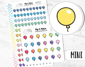 Balloon Planner Stickers, Functional, Rainbow PM Colors, for Planners & Calendar, Birthday, Party, Celebration