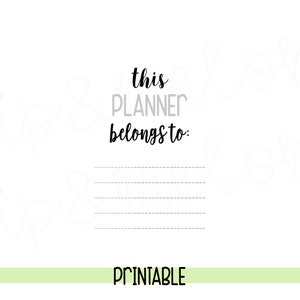 This Planner Belongs to Digital / Printable Download File Personal Use ...