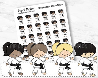 Martial Arts, Karate Taekwondo Sticker for Planners Cute Kawaii Stickers