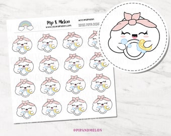 Pippa Kawaii Wash Dishes Stickers, Kawaii cloud, Dishes, Chores, Spring Cleaning, Cute Planning Journaling Calendar stickers