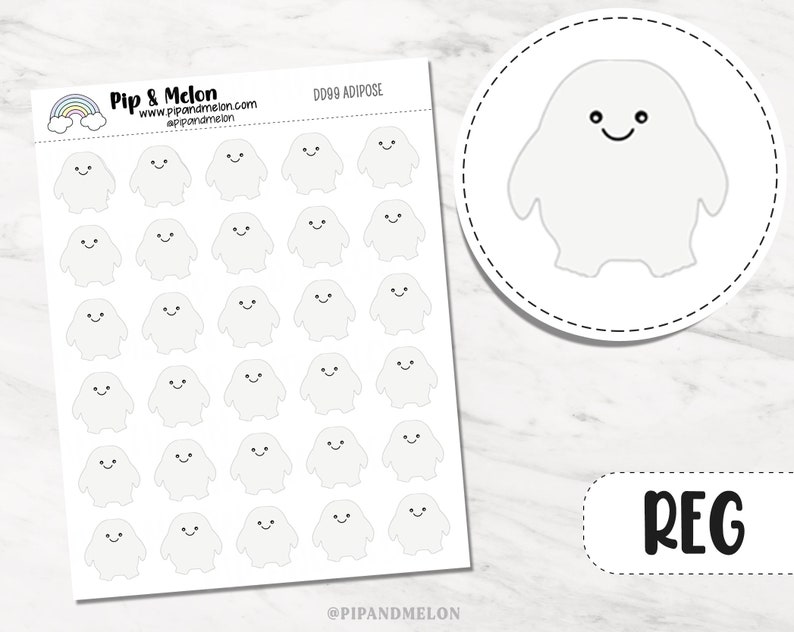 Kawaii Adipose Planner Sticker great for tracking weight, for planners, journals, trackers and calendars. REGULAR SIZE