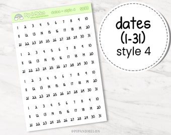 Date Dot Script Planner Sticker | Style 4 | Functional Stickers | Number Font Text Stickers