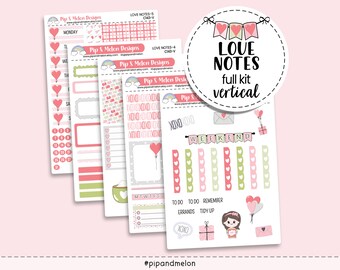 KIT-143 VERTICAL // Love NOtes Vertical Kit || Weekly Planner Sticker Kit || Great for any Planners, Journals