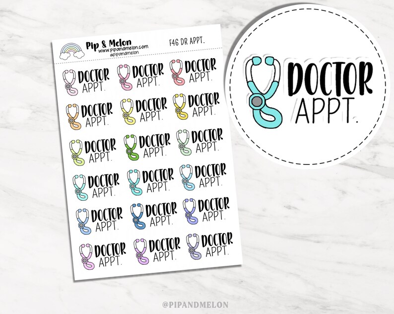 Doctor Appointment Functional Sticker Icon w/Typography, Colorway Stickers for Planning, Journaling, Calendars image 1