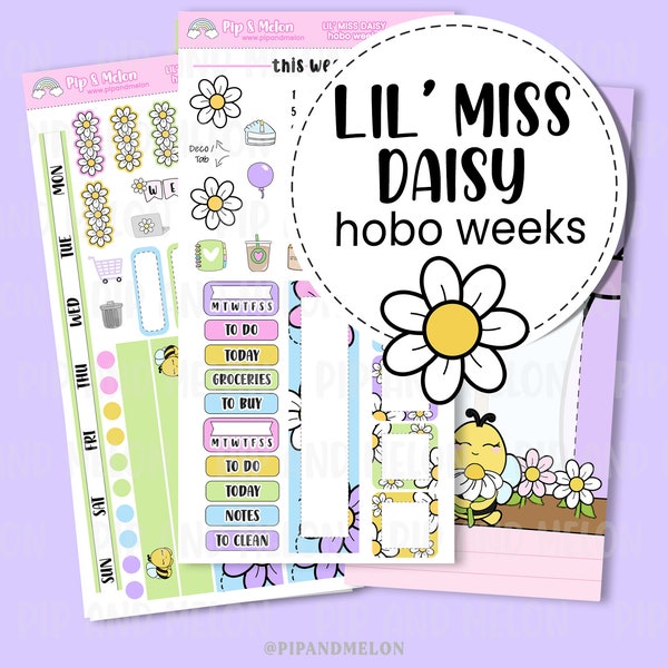 Lil' Miss Daisy Hobonichi Weeks Kit || Weekly Planner Sticker Kit  || Bullet Journal || Cute Kawaii Planning Stickers