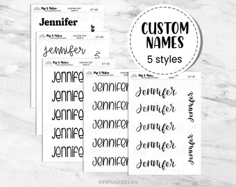 Custom Name Typography Scripts Stickers | for planners, journals,  identification