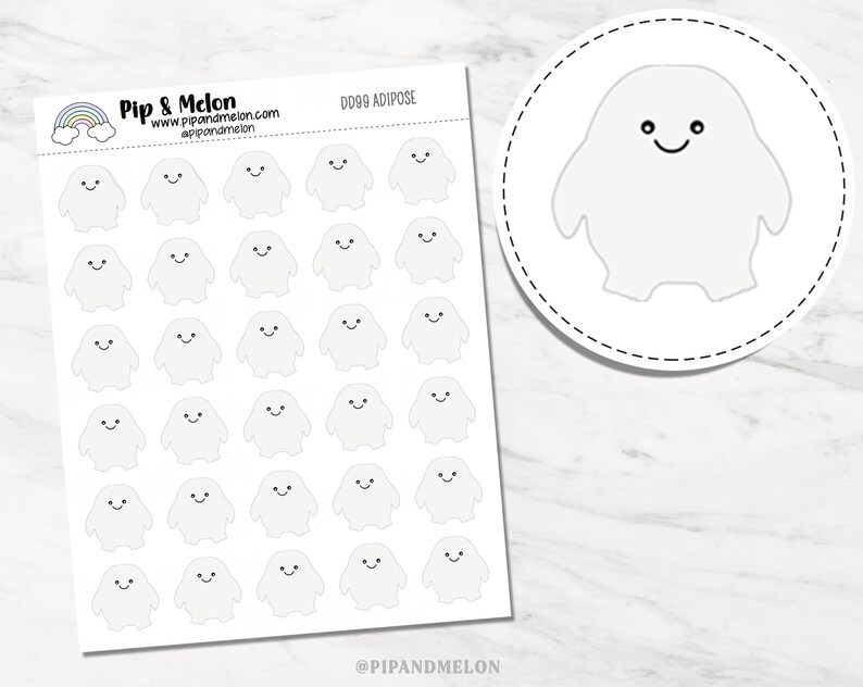 Kawaii Adipose Planner Sticker great for tracking weight, for planners, journals, trackers and calendars. image 1