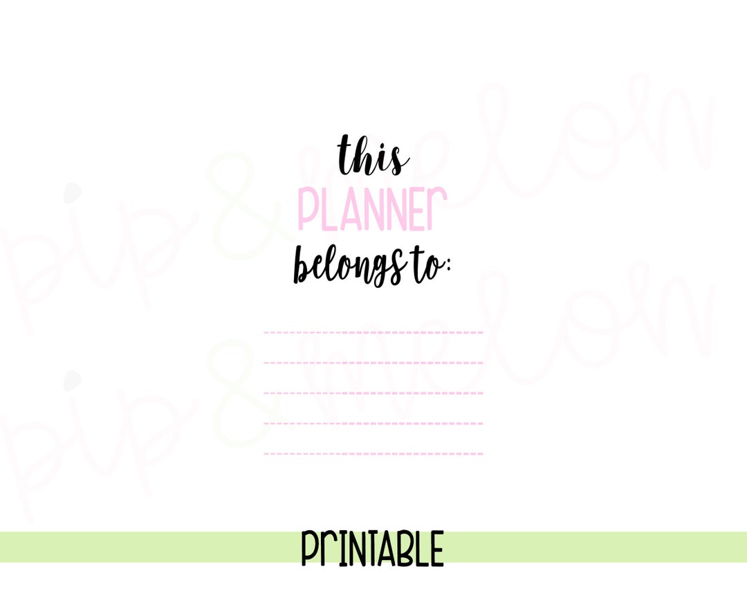 This Planner Belongs to Digital / Printable Download File Personal Use ...
