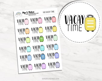 Vacation Time Functional Sticker Icon w/Typography, Colorway Stickers for Planning, Journaling, Calendars