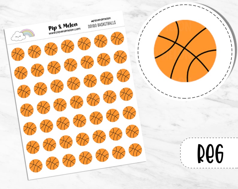 Basketball Stickers for Basketball Camp, Basketball Practice, Basketball Game, Basketball Tournament, Cute and Kawaii, Pipandmelon Regular