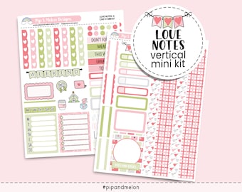 KIT-143 MK // Love Notes Vertical Mini Kit Planner Stickers | Weekly Mini Kit | Pretty Planner Stickers