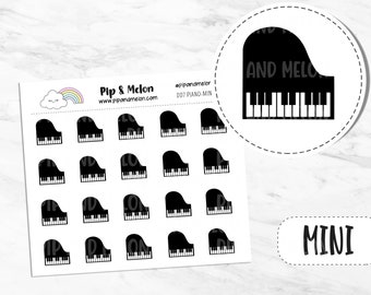Piano Stickers for Planners, hobonichi, vertical, stalogy, b6, a6, Cute stickers, lessons, recital, class