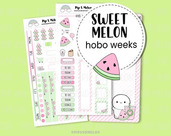 Sweet Melon Hobonichi Weeks Kit || Weekly Planner Sticker Kit  || Bullet Journal || Cute Kawaii Planning Stickers