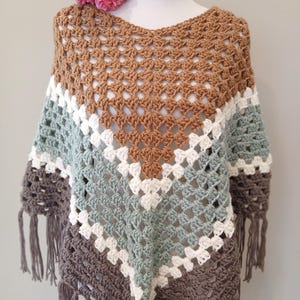 Crochet Poncho, Women&#39;s Poncho, crochet shawl, pullover poncho, soft light weight poncho with multi-color stripes, unisex