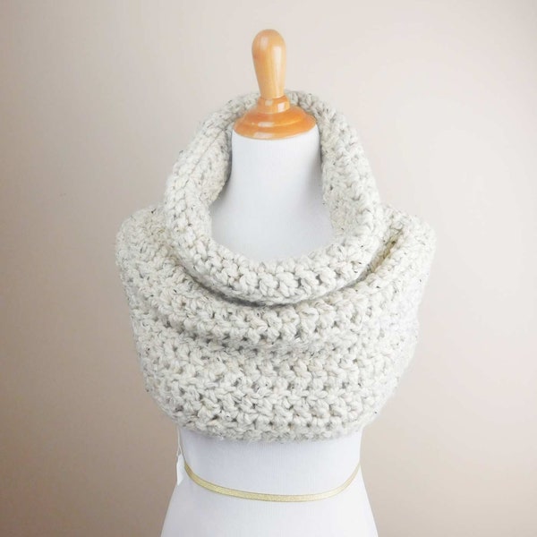 chunky cowl, chunky scarf, hood scarf cowl, crochet capelet poncho cowl, circle infinity snood scarf in oatmeal