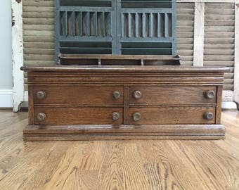 Antique Spool Cabinet, Vintage Spool Cabinet, Thread Cabinet, Wood Spool Cabinet, Counter Cabinet, Country French, Cottage Decor #041