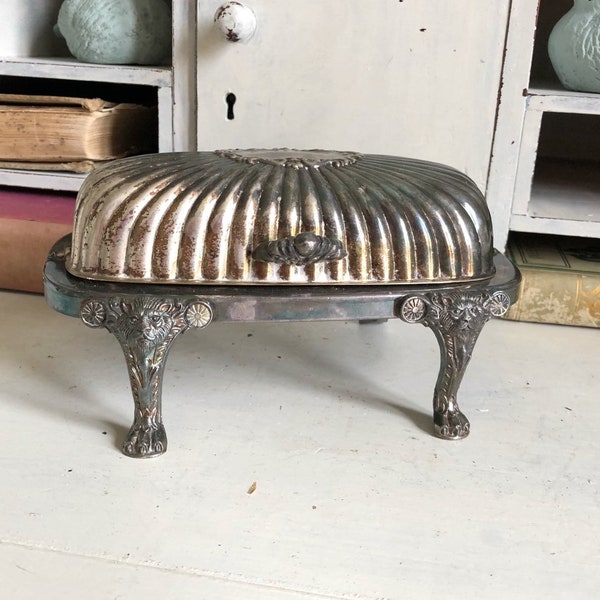 Silver-Plated Serving Dish, Vintage Butter Dish, Kitchen Decor, Country French Style Decor, Wedding Decor #460