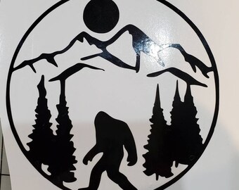 Car Decals, Big Foot, Camping, mountains