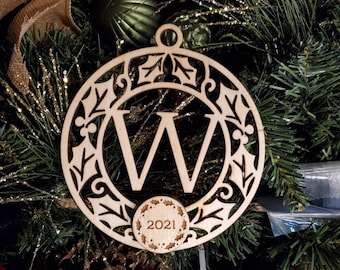 Monogram Christmas ornament last name personalized
