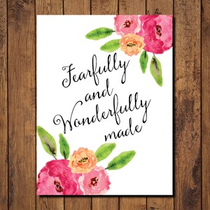 Bibel Vers Printable, Scripture Print - Psalm 139:14 &quot;