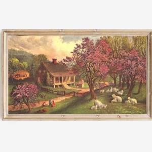 Currier and Ives American Homestead Spring Scene | Digital Download Art for Samsung Frame TV