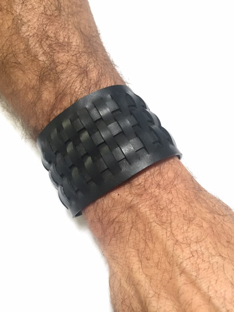 Woven Rubber Innertube Cuff Bracelet Upcycled Etsy