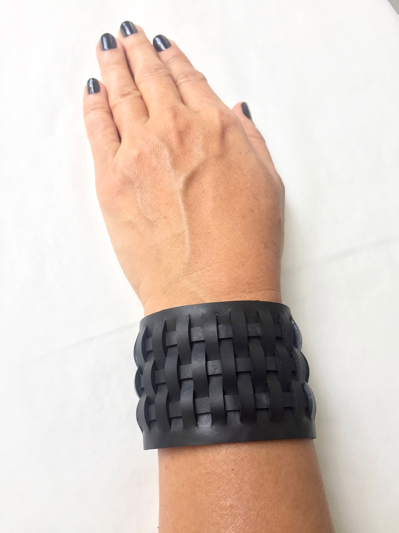 Woven Rubber Innertube Cuff Bracelet Upcycled Etsy