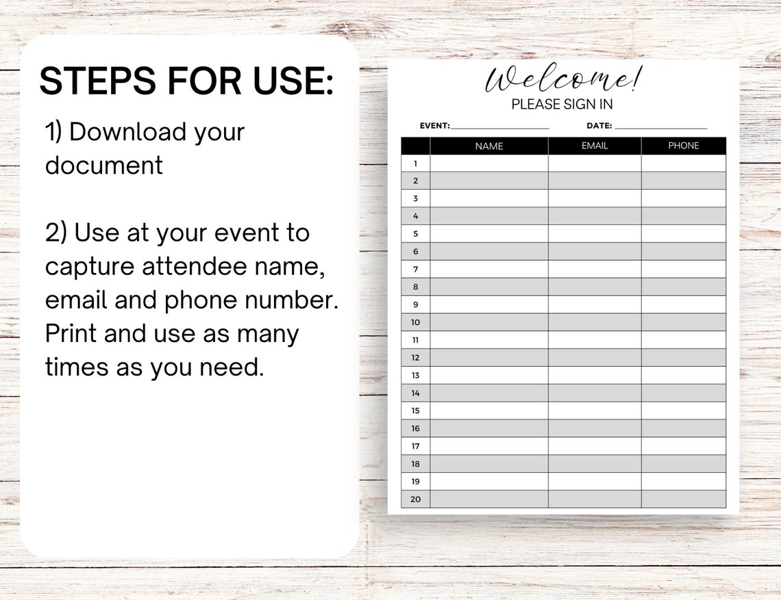 Open House Sign in Sheet, Real Estate Printable, Realtor Marketing ...