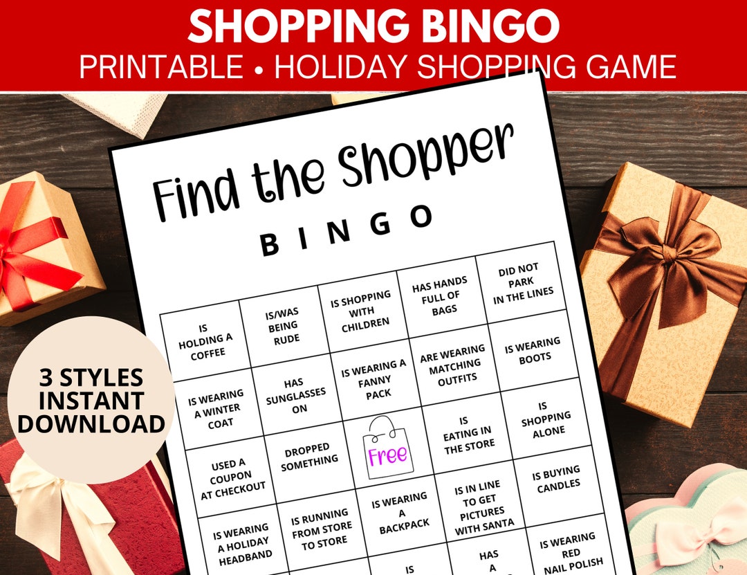Printable Shopping Bingo Game Cards, Shopping Game, Find the Shopper ...